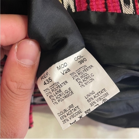 Carven- Pink and Yellow Striped Long Sleeve Trophy Jacket Jacquard Blazer EU 36 - Picture 10 of 10